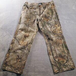 Realtree Xtra Jeans Mens 36x30 Brown Camouflage Straight Leg Zip Fly Denim